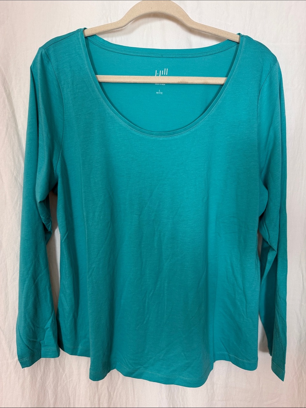 J. Jill Turquoise Scoop Neck Long Sleeve Top